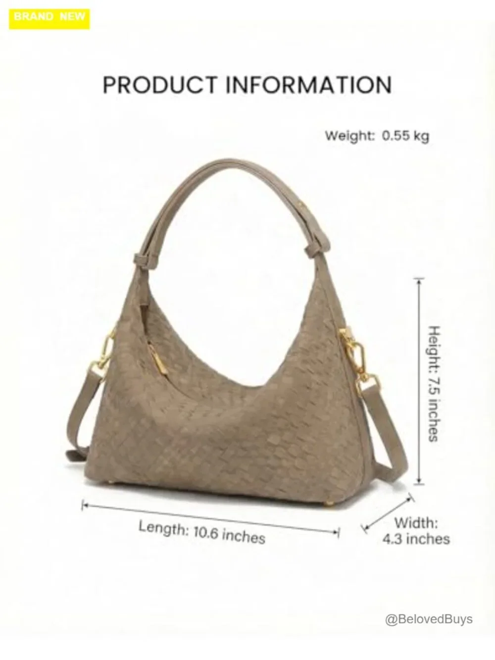 Vegan Suede Woven Hobo Bag with Adjustable Crossbody Strap, 3 Pockets